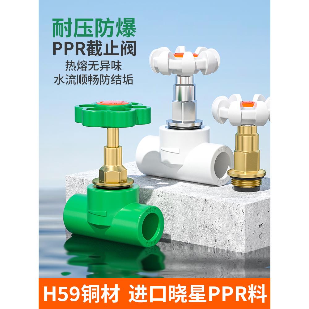 ppr截止阀铜阀芯4分20/25/32升降式水管开关阀门dn25止水阀门配件