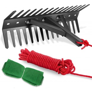 池塘耙,除杂草工具,钢刀片 60.96 厘米水生杂草耙,双面湖泊杂草切