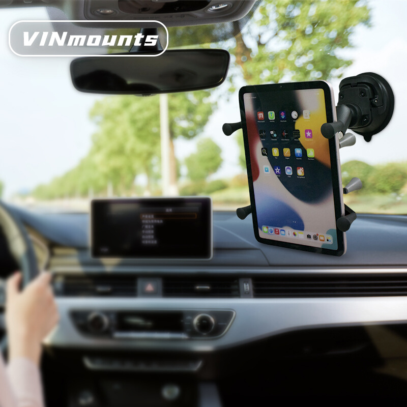 汽摩越野防抖X型平板夹兼容6-8英寸迷你平板吸盘管夹式平板支架