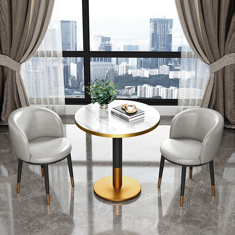 简约洽谈接待会客桌椅组合小户型轻奢茶几茶桌休闲家用阳台小圆桌