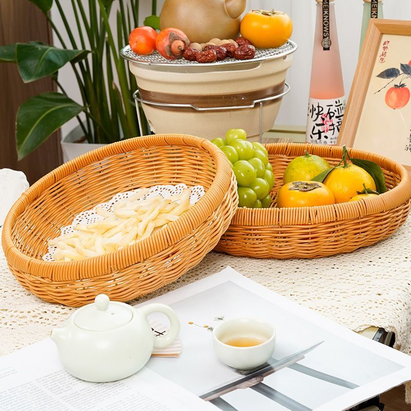 德运手工仿藤田园水果面包篮