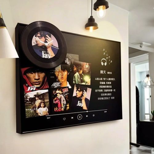 现代简约电表箱装饰画磁吸黑板电源盒遮丑定制周杰伦钟表黑白挂画