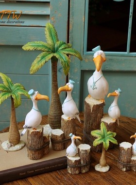 优选童话创意阳光沙滩椰树海鸥家居装饰摆件幼儿园儿童房花园造景