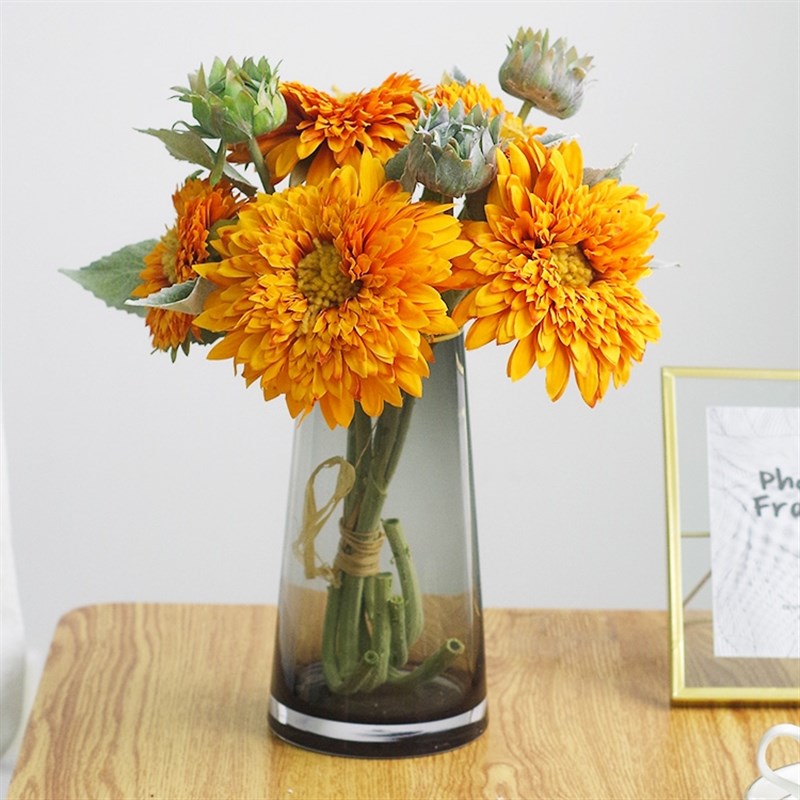 优选高品质向日葵仿真花电视柜假花花束茶几玄关花艺摆件餐桌绢花
