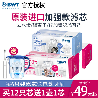 优选bwt滤芯进口德国滤水壶镁离子去水垢锌加镁滤芯倍世净水壶滤