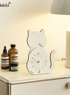 优选Mandelda软萌猫咪动物治愈系摆件座钟玄关台钟桌面卧室布置装