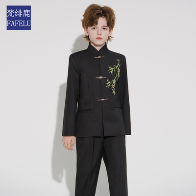 男童西装套装时尚洋气国潮风中式礼服儿童中山装西服主持人演出服