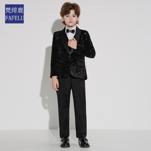 轻奢洋气韩版 时尚 英伦风痞帅花童礼服主持人男童西服 套装 儿童西装
