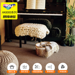 TOLI日本东理地毯客厅卧室静音可拆洗拼接方块地毯进口环保宠物垫