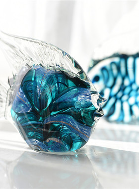 优选出口日韩彩色手工琉璃小鱼摆件玻璃艺术装饰品样板间客厅餐厅