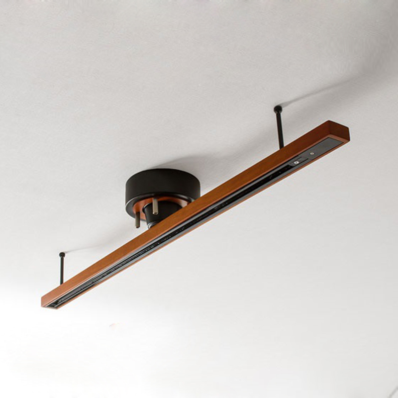 优选EMLNG实木射灯2线轨道条吊灯长条圆形吸顶盘吸顶明装木纹铝导