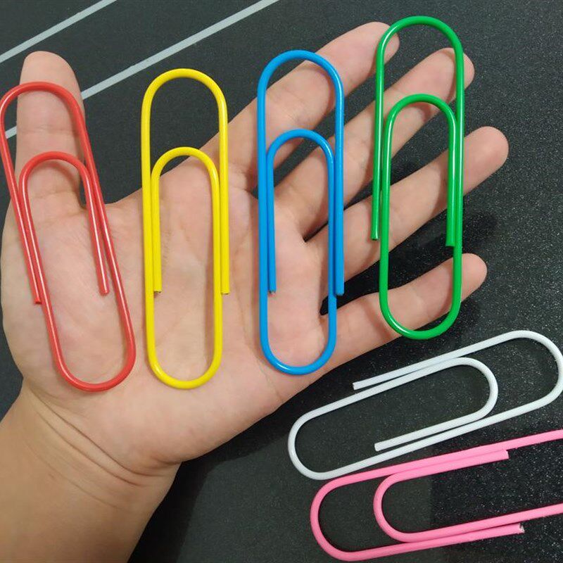 优选1m号0m大0特彩色回形针,沐春黑色曲别针7.5厘米创意书签娃娃