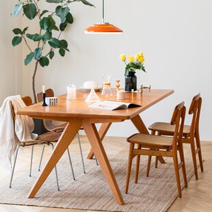 优选二黑木作 鲸鱼餐桌 全实木超厚桌面大长桌樱桃木超稳餐厅工作