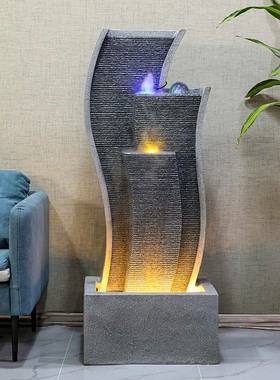 优选客厅流水喷泉摆件家居饰品水幕墙屏风公司办公室大型落地招财