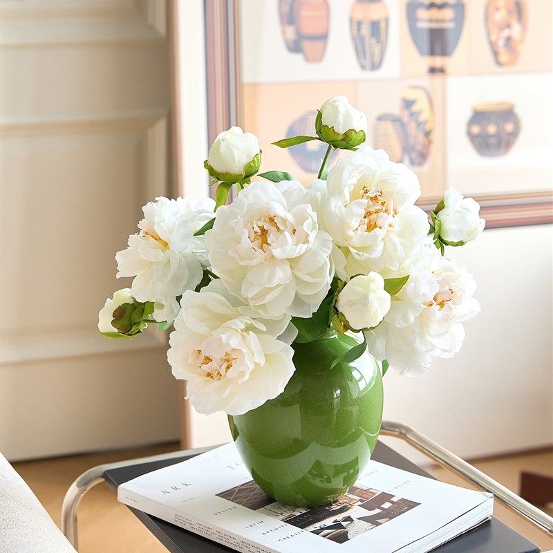 优选绿色陶瓷花瓶可访问豪华高端饰品客厅新中国风插花水培复古花,家居饰品,花瓶,淘宝优惠券,粉丝福利购,淘宝优惠卷