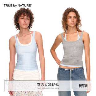 两件套设计感撞色叠穿u领小吊带背心女小众上衣夏 NATURE TRUE