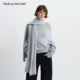 NATURE TRUE 灰色慵懒感宽松一字肩针织毛衣围巾两件套上衣