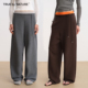 TRUE 慵懒肌理感宽松抽绳卫裤 NATURE腰头撞色微弯刀锥形休闲裤