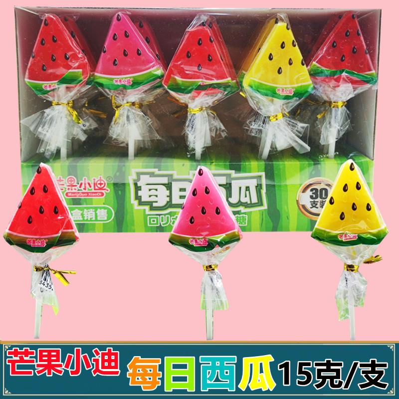 芒果小迪每日西瓜棒棒糖网红创意硬糖糖果可爱卡通高颜值零食盒装