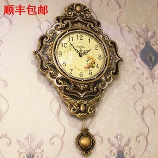 欧式 大气时钟摇摆挂表 轻奢纯铜挂钟客厅家用时尚 静音钟表创意个性