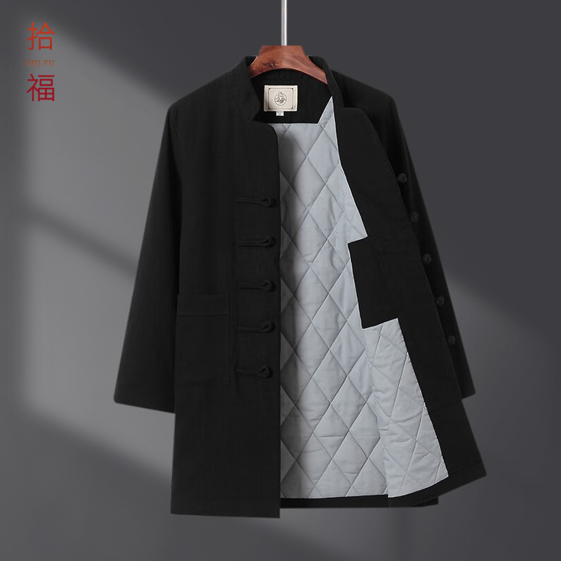 中青年冬季棉服加厚棉麻外套男装