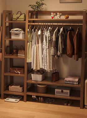 实木衣帽架多功能收纳架简约时尚卧室客厅衣架多层储物落地挂衣架