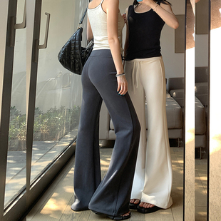 加绒高腰垂坠感微喇叭裤女2025秋冬休闲款糯米显高显瘦拖地阔腿裤