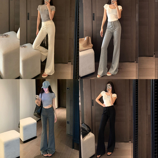 加绒休闲微喇叭裤女2025秋冬款糯米高腰显高垂坠感显瘦拖地阔腿裤