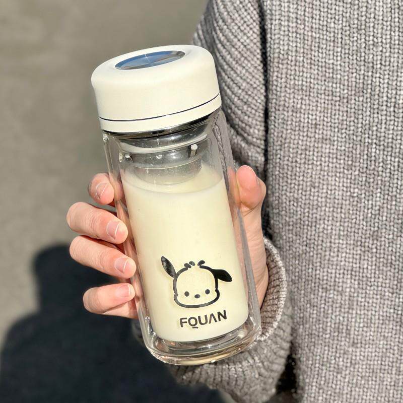 玻璃杯高颜值夏天女士带茶隔水杯2024新款双层高硼硅泡茶简约杯子