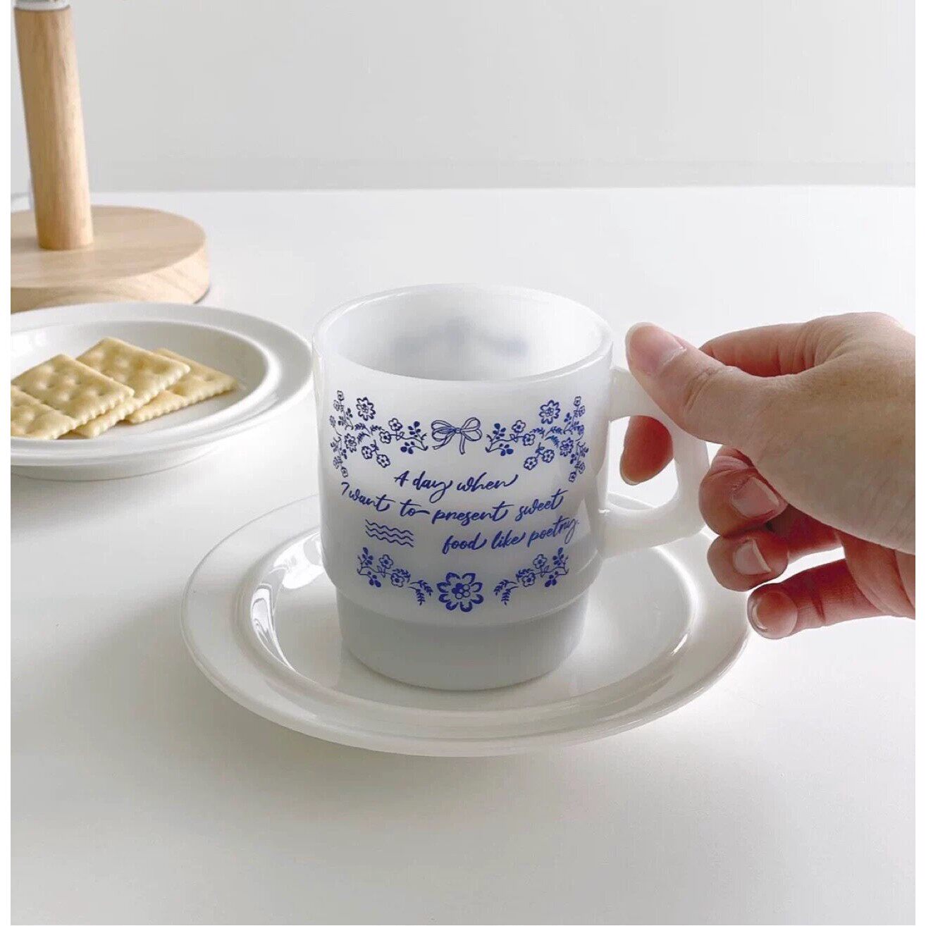 玻璃咖啡杯玉感牛奶杯马克杯复古印花耐热防爆耐高温水杯北欧ins