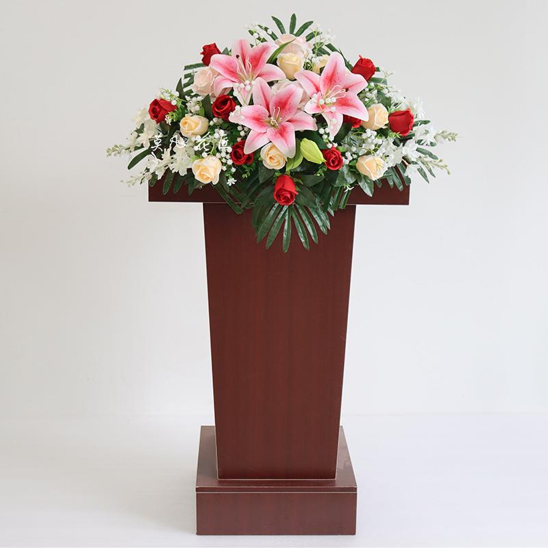 演讲台花会议桌花主持台装饰仿真花前台发言台假花摆件签到节日花