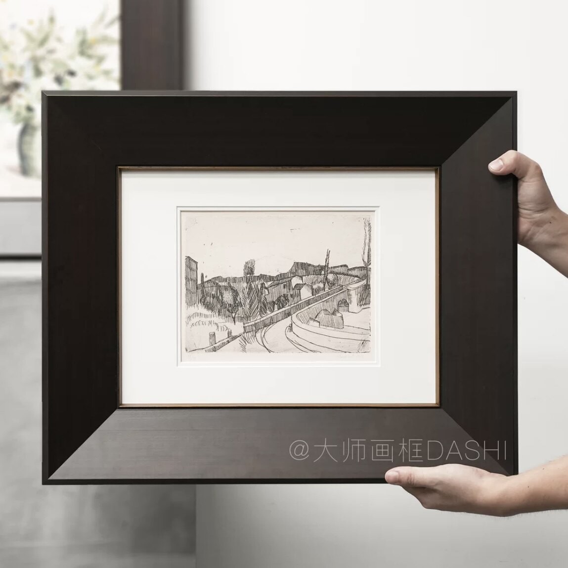 可定制大师简约实木大宽度画框油画外框装裱相框镜框中古棕色拼图