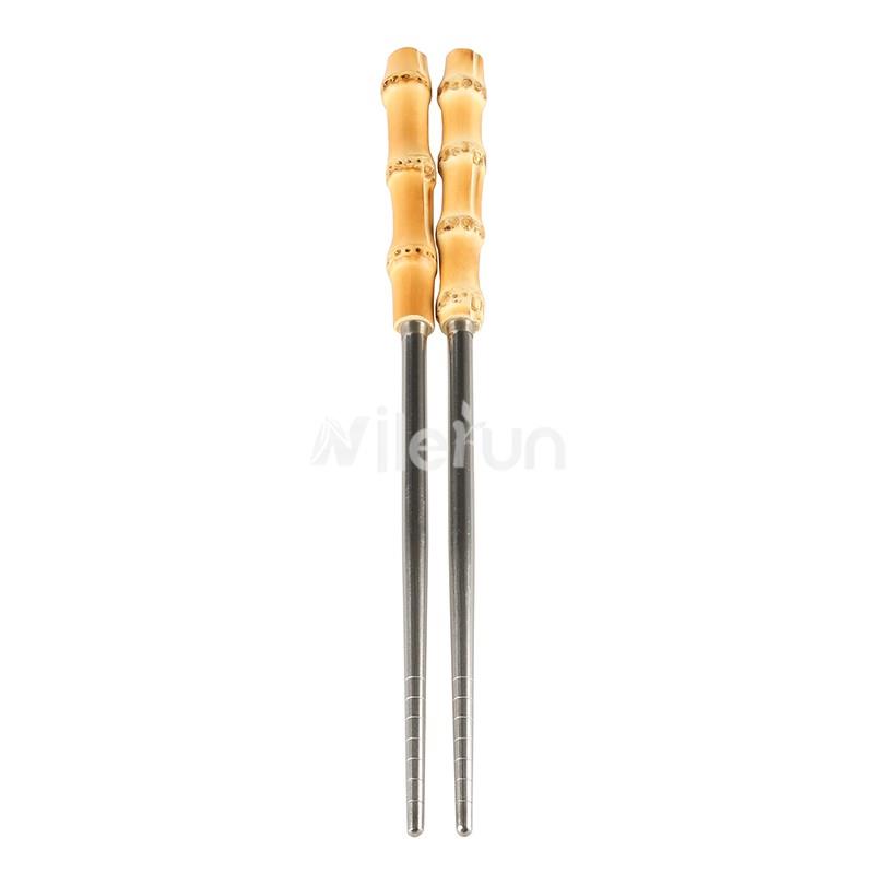 竹节筷子个性创意防滑防烫竹木根鞭手柄不锈钢家用高档酒店餐具