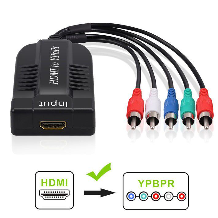 hdmi三色差线分量转ypbpr TV BOX DVD影片转换器机上盒接老电视