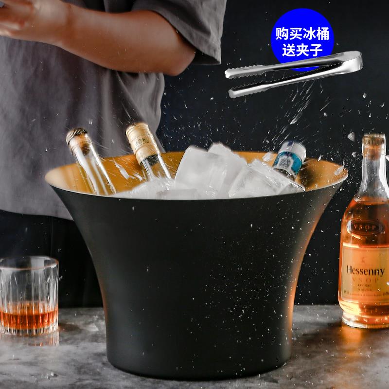 欧式不锈钢香槟盆加厚加大冰桶宴会红酒冰镇桶酒吧ktv冰酒盆商用