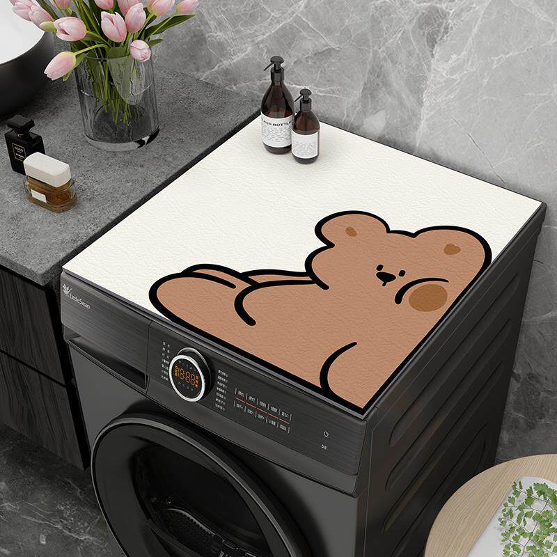 滚筒洗衣机盖垫卡通微波炉冰箱防尘盖布皮革床头柜台面保护垫布
