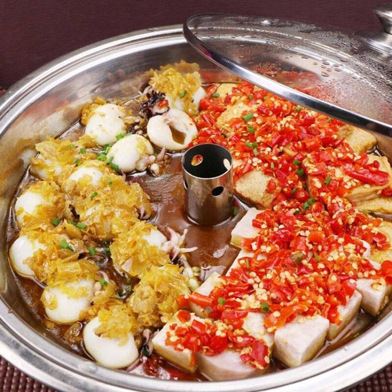不锈钢蒸剁椒鱼头蒸气锅桑拿锅酒店餐具商用海鲜蒸锅气锅鸡鱼头锅