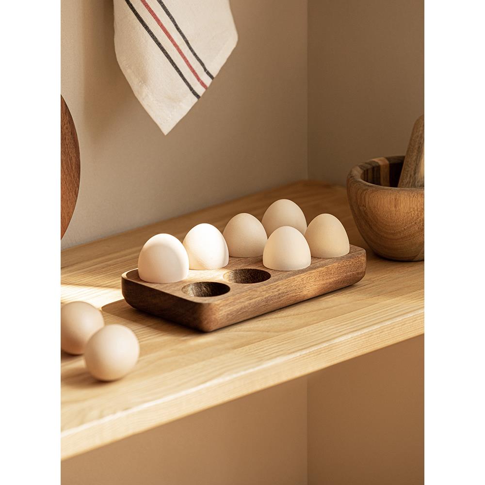 鸡蛋收纳托盘相思木日式实木蛋托厨房家用冰箱创意早餐鸡蛋盒
