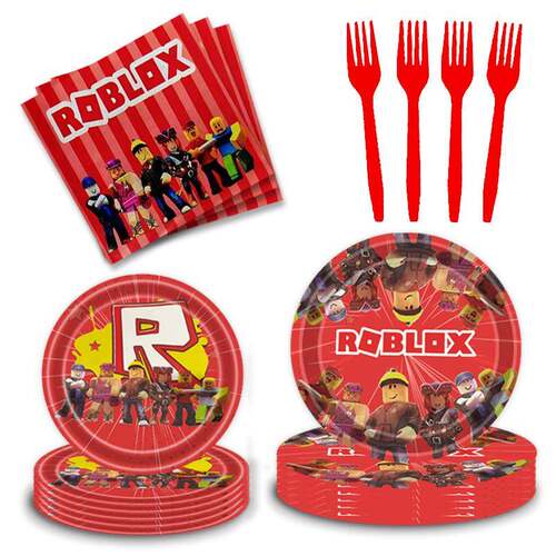 Roblox虚拟世界主题派对装饰罗布乐思纸盘纸杯一次性餐具生日布置