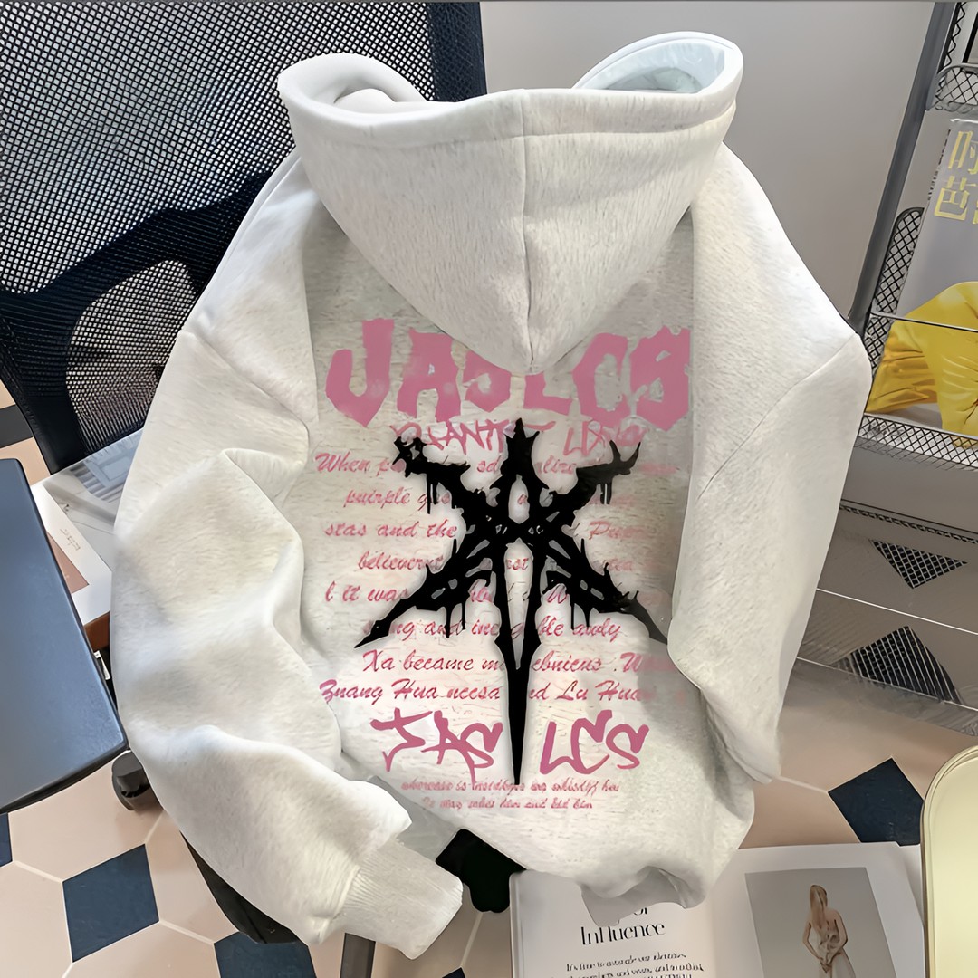 美式重磅纯棉秋冬连帽卫衣男女小众潮牌宽松印花情侣加绒外套上衣