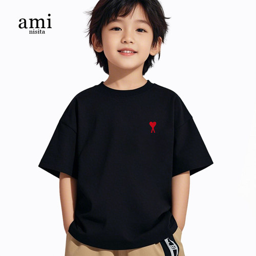 ami南童短袖纯棉宽松休闲弹性