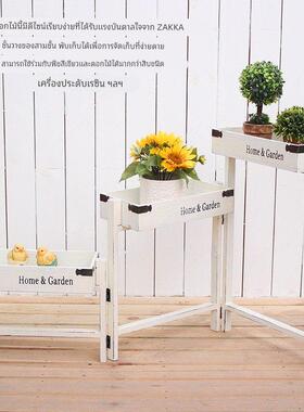 田园覆古花架子客厅室内多层实木阳台落地式阶梯多肉植物木质花架