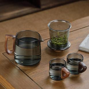 兴梵木把玻璃泡茶壶耐高温沏茶壶过滤茶水分离冲茶器侧把玻璃茶壶