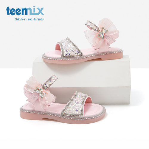 teenmix儿童2025年夏季新款凉鞋女童软底公主鞋女童休闲罗马凉鞋
