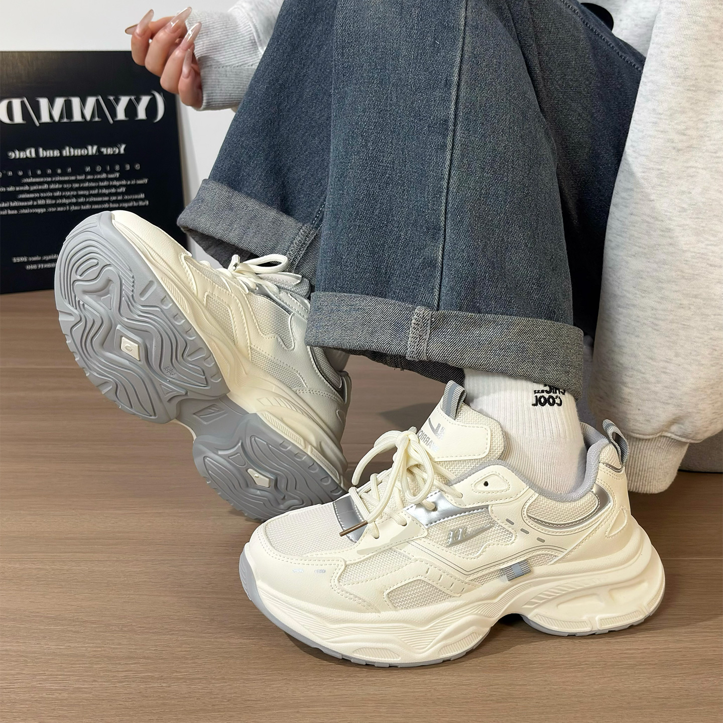 回力鞋子女款运动休闲鞋2025新款透气百搭女士小白鞋厚底老爹鞋女