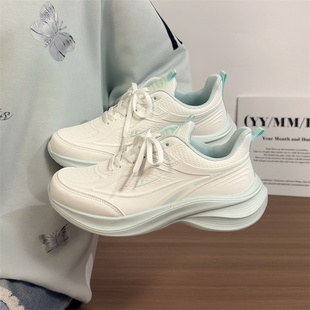 百搭减震轻便跑步鞋 回力运动鞋 新款 2025冬季 子 女青梅绿皮面休闲鞋