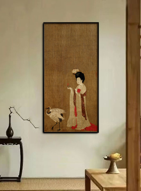 簪花仕女图茶室装饰画唐代美学