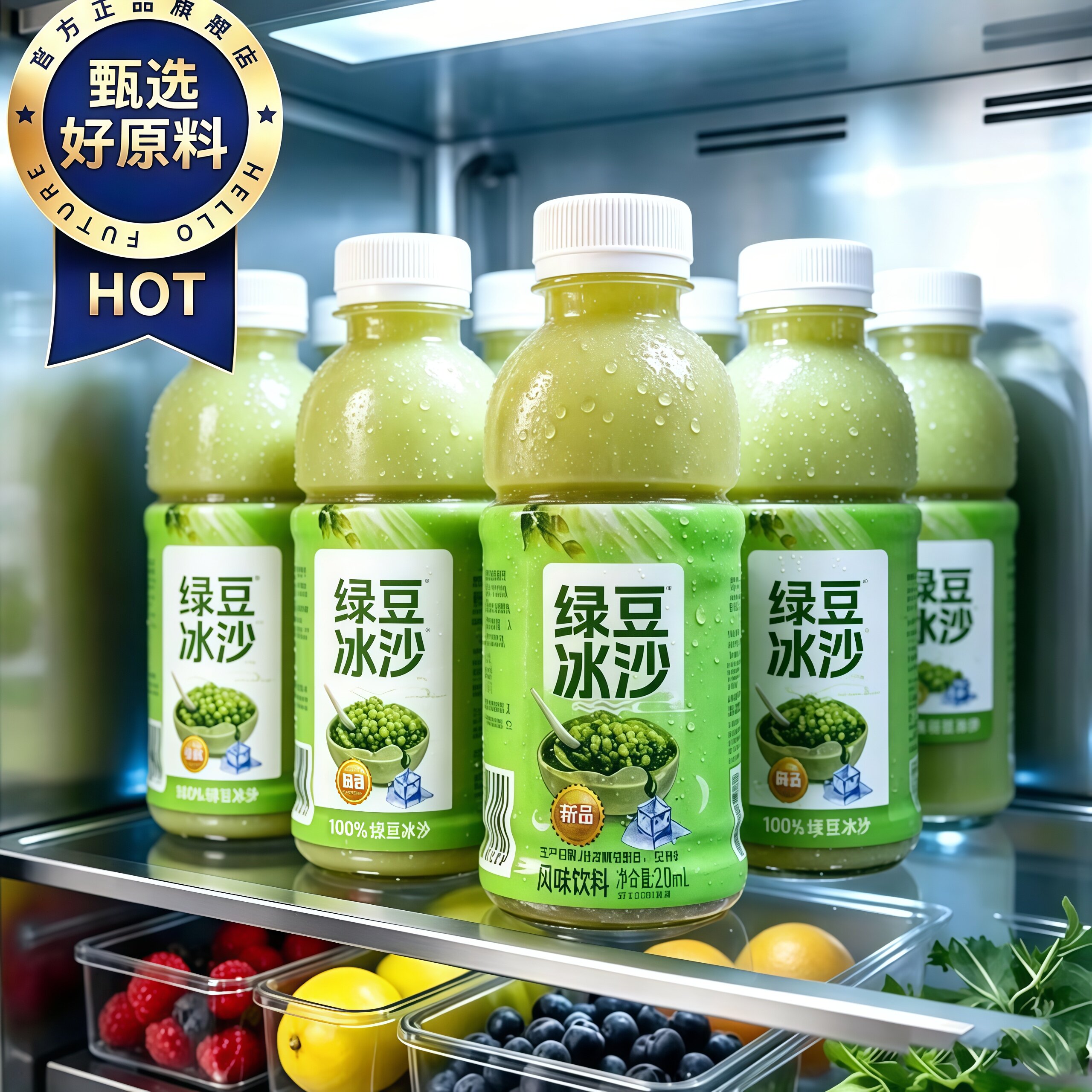 正宗绿豆冰沙饮料夏天清凉解暑图片