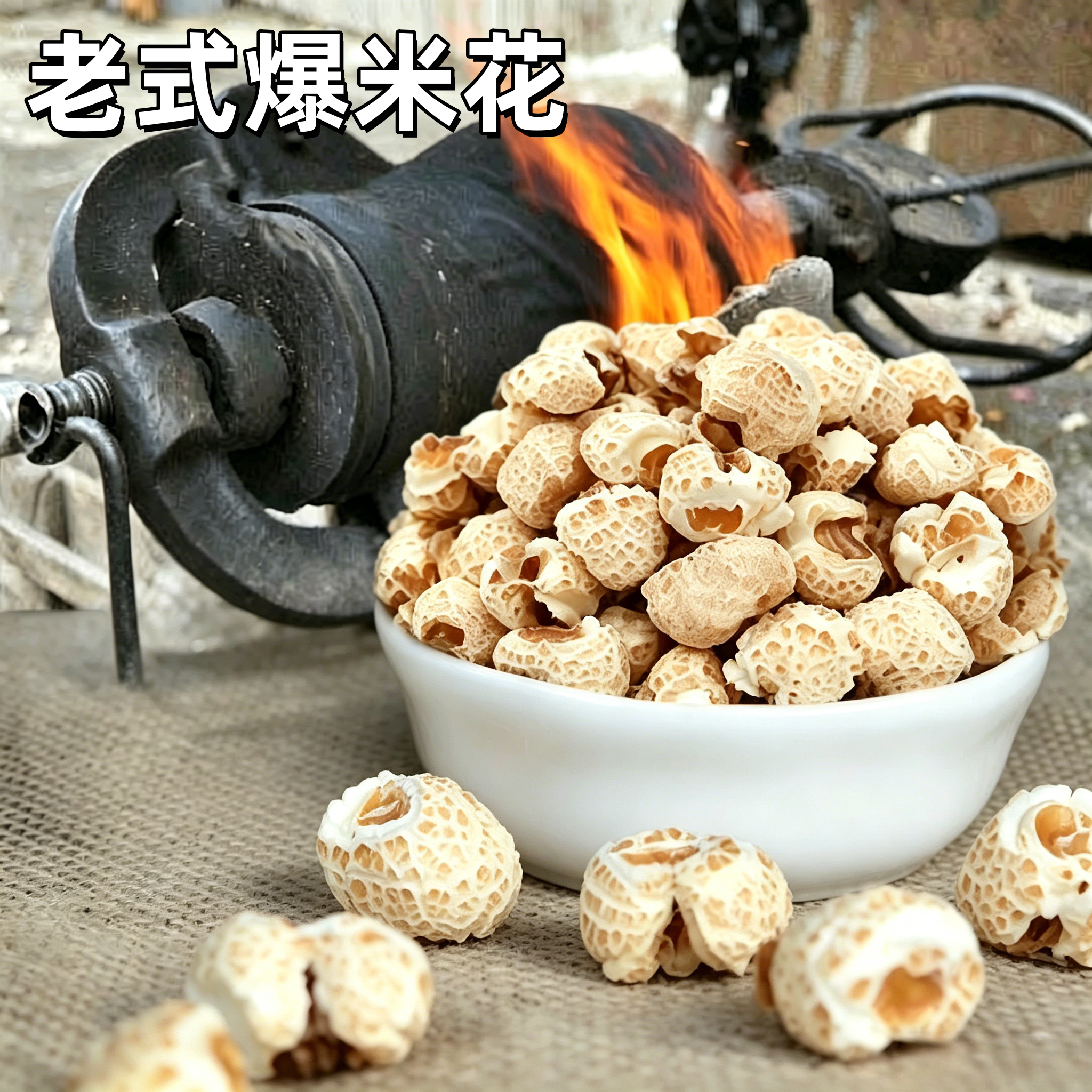 传统爆米花老式手工炭炉玉米花大米花炒米特产零食苞米花现爆包邮