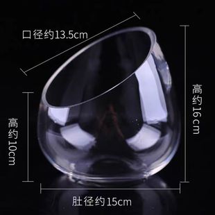 多肉玻璃水培植物花瓶透明景观鱼缸斜口绿萝水培花盆水培器皿桌面